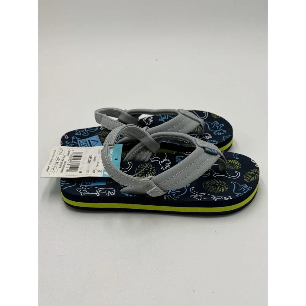 Reef Toddler Little Ahi Water Friendly Dino Flip Flop Boys Girls Size 10 New